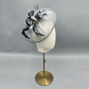 Silver and navy fascinator 