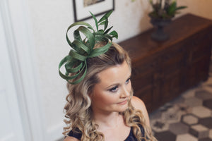 dark green fascinator