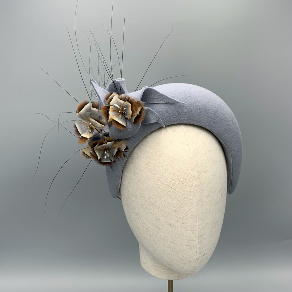 felt grey halo fascinator