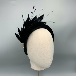 black padded velvet fascinator